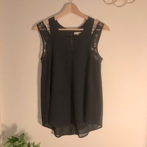 Embroidered black tank blouse - like new